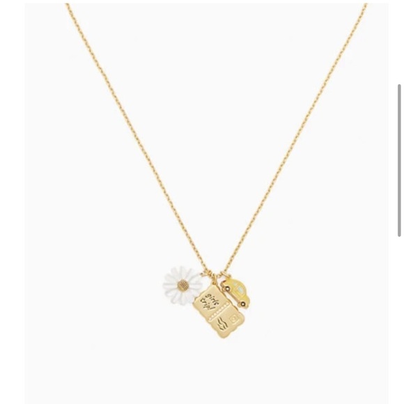 Kate Spade‎ Off We Go 3 Travel Charms,Car Flower Postcard Pendant Chain Necklace - Picture 5 of 5